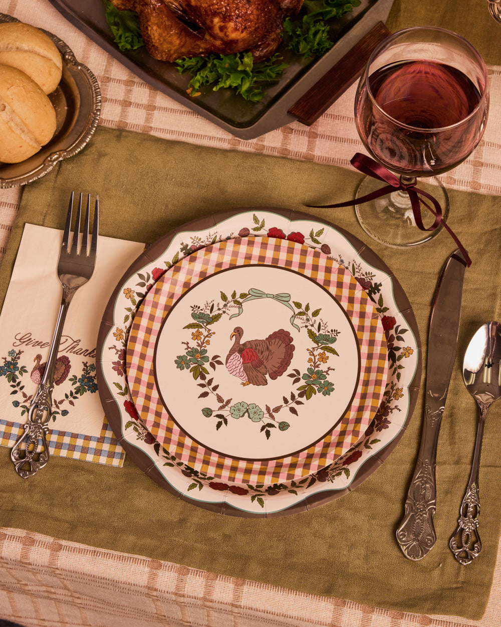 Iridescent Paper Plates with Autumn Harvest Patterns, Dual Size Set of 32 All Vera Mart