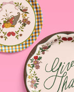 Iridescent Paper Plates with Autumn Harvest Patterns, Dual Size Set of 32 All Vera Mart