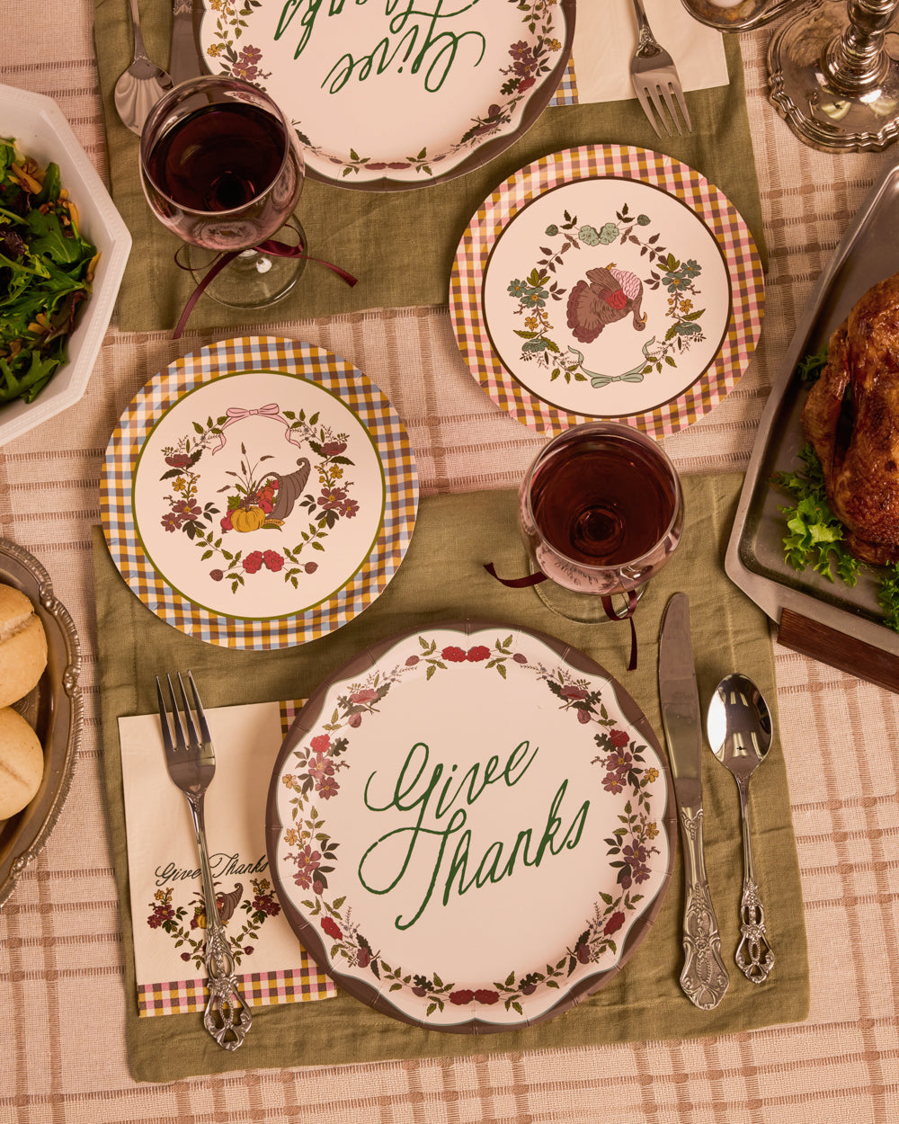 Iridescent Paper Plates with Autumn Harvest Patterns, Dual Size Set of 32 All Vera Mart