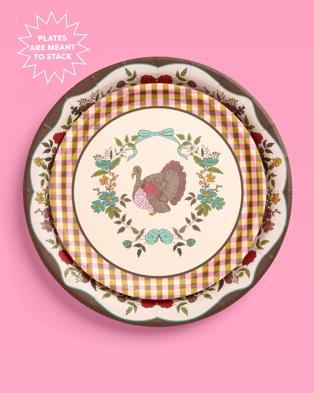 Iridescent Paper Plates with Autumn Harvest Patterns, Dual Size Set of 32 All Vera Mart
