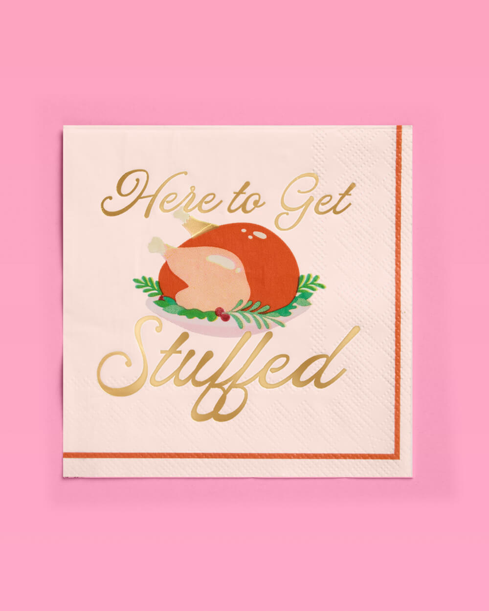 Turkey Cocktail Napkins with Gold Foil and Cream Background, 50-Count All Vera Mart
