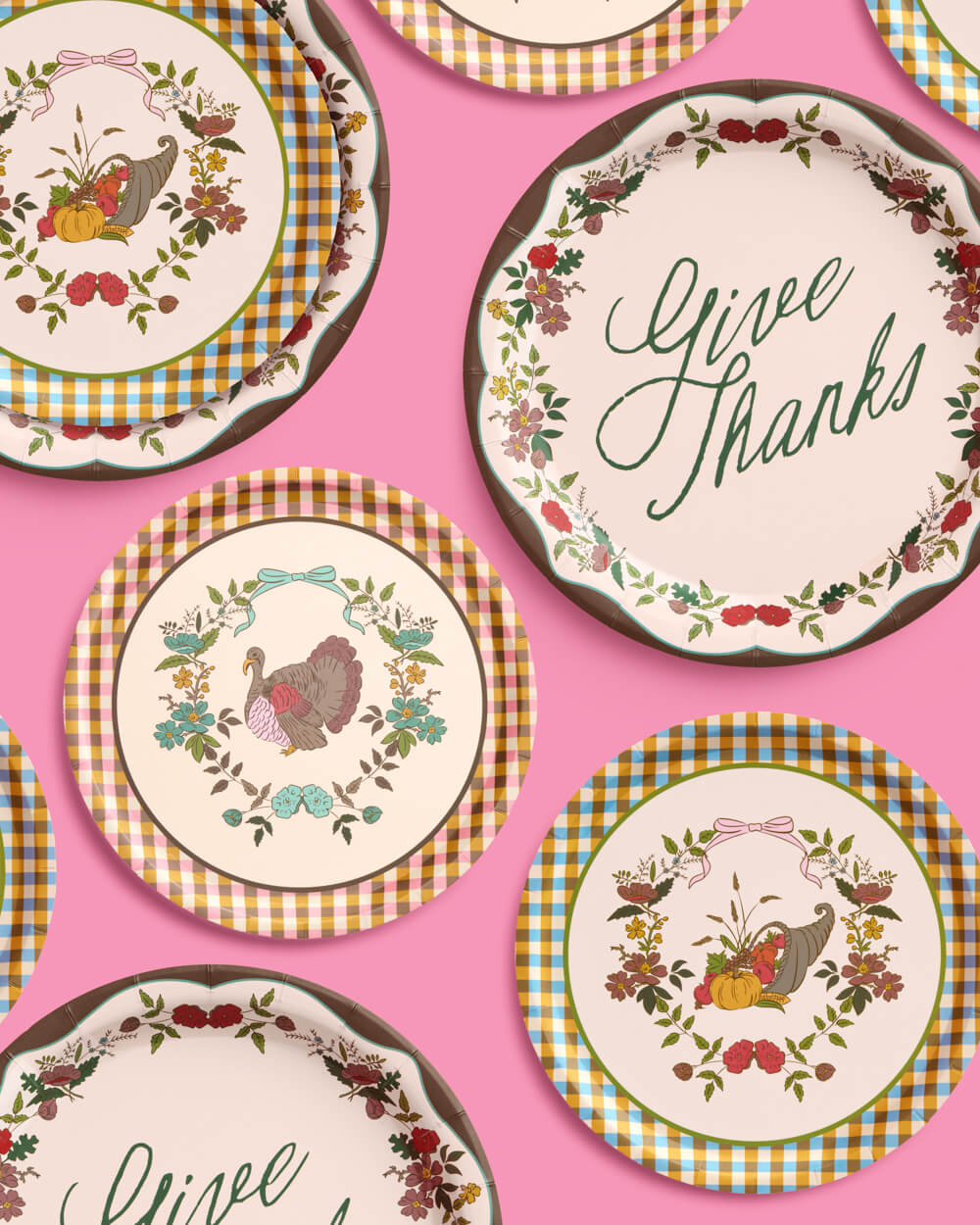 Iridescent Paper Plates with Autumn Harvest Patterns, Dual Size Set of 32 All Vera Mart