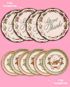 Iridescent Paper Plates with Autumn Harvest Patterns, Dual Size Set of 32 All Vera Mart
