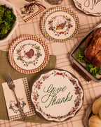 Iridescent Paper Plates with Autumn Harvest Patterns, Dual Size Set of 32 All Vera Mart