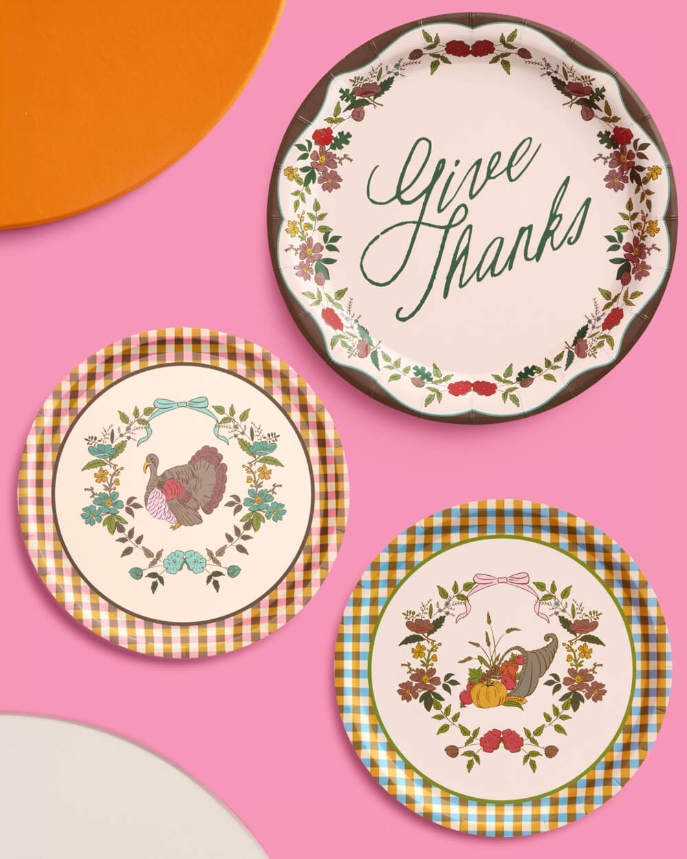 Iridescent Paper Plates with Autumn Harvest Patterns, Dual Size Set of 32 All Vera Mart