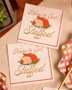 Turkey Cocktail Napkins with Gold Foil and Cream Background, 50-Count All Vera Mart
