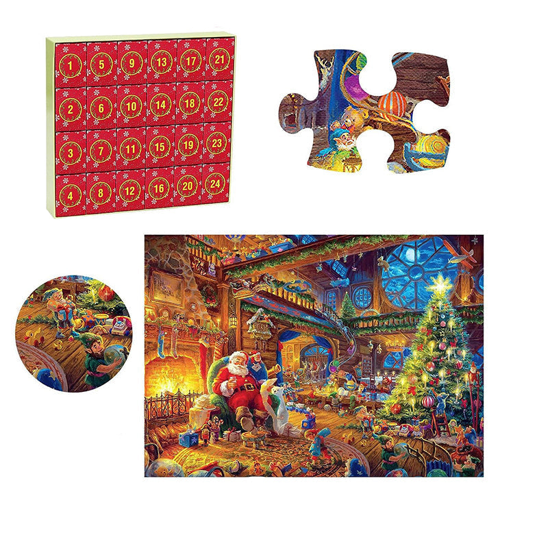 Advent Puzzle Calendar with 24 Daily Boxes and Reference Poster, 1008 Pieces All Vera Mart