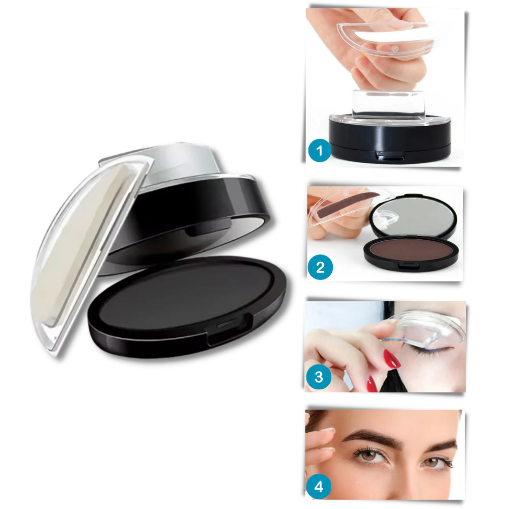 Eyebrow Stamp with Waterproof Powder and Blending Sponge, Two-Piece Set All Vera Mart