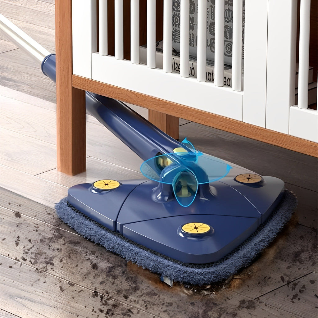Triangular Spin Mop with 360° Rotation and Extendable Pole, Microfiber Pads All Vera Mart