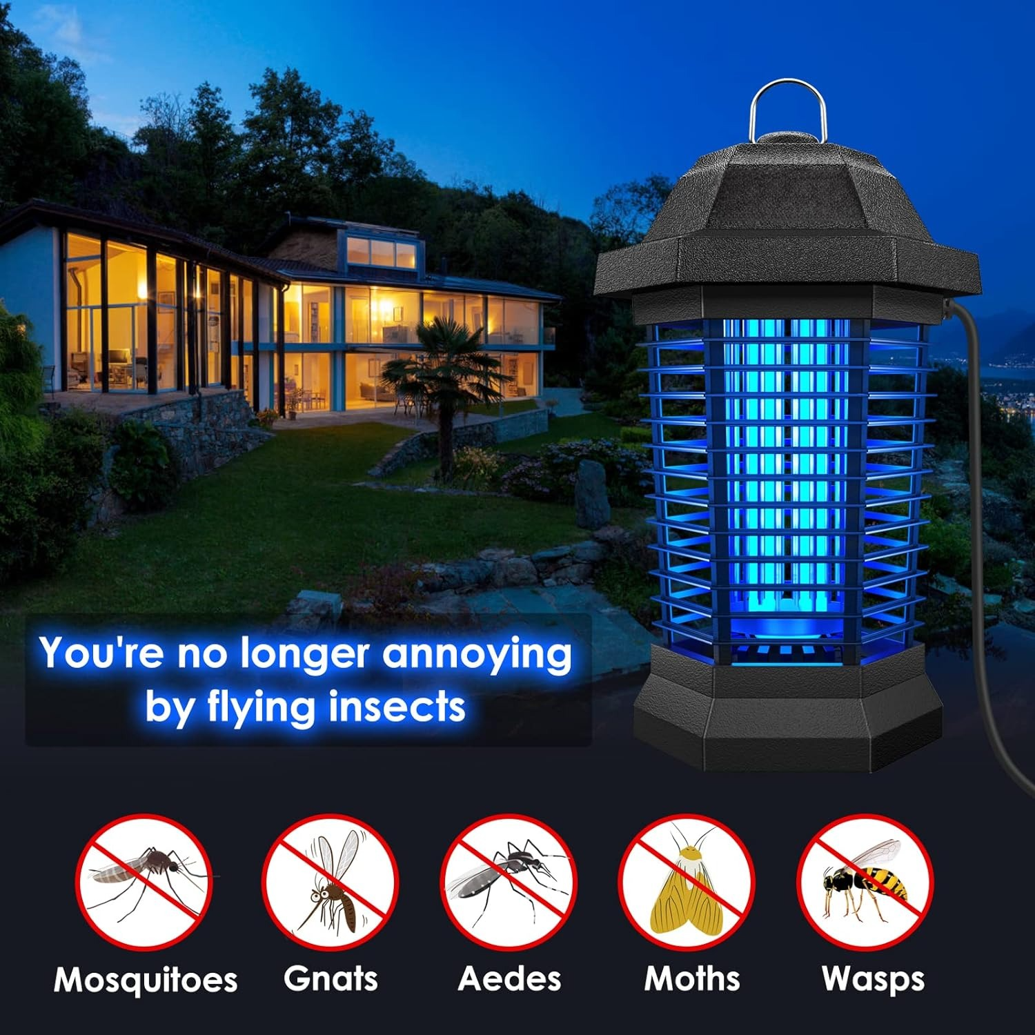 Ultraviolet Bug Zapper with High Voltage Grid and Removable Collection Tray All Vera Mart