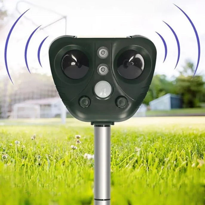 Solar Bird Repeller with Motion Sensor and Ultrasonic Frequency, 30ft Range All Vera Mart