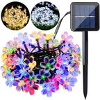 Solar Cherry Blossom String Lights with 50 Bulbs and Copper Wire, 5 Meter Length All Vera Mart