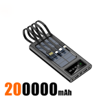 Solar Power Bank 200000mAh with Four Built-in Cables and LED Flashlight, Digital Display All Vera Mart