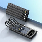 Solar Power Bank 200000mAh with Four Built-in Cables and LED Flashlight, Digital Display All Vera Mart