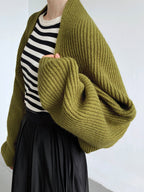 Open Front Knit Shrug with Full Length Sleeves and Viscose Blend All Vera Mart