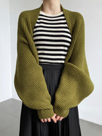Open Front Knit Shrug with Full Length Sleeves and Viscose Blend All Vera Mart
