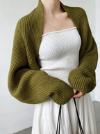 Open Front Knit Shrug with Full Length Sleeves and Viscose Blend All Vera Mart