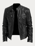 Structured Stand Collar Jacket with Snap Tab and Zip Pockets, Hip Length All Vera Mart