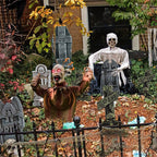 Swinging Ghost Prop with Sound Activated Red Eyes for Halloween Porches and Yards