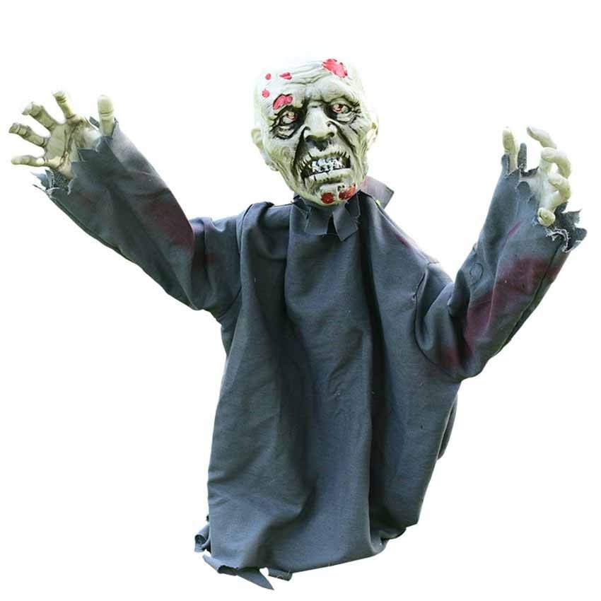 Swinging Ghost Prop with Sound Activated Red Eyes for Halloween Porches and Yards