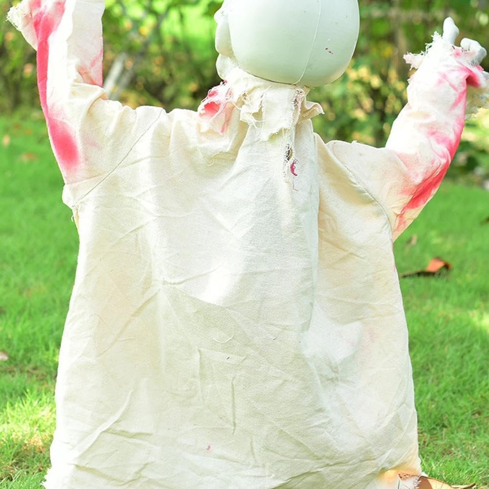 Swinging Ghost Prop with Sound Activated Red Eyes for Halloween Porches and Yards