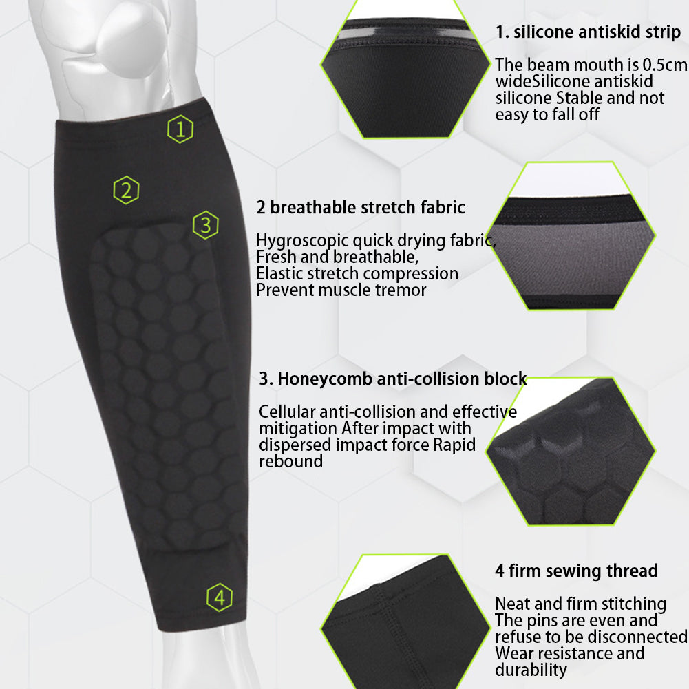 Shin Guard Sleeve with Honeycomb Foam Padding and Silicone Grip, Compression Fit All Vera Mart