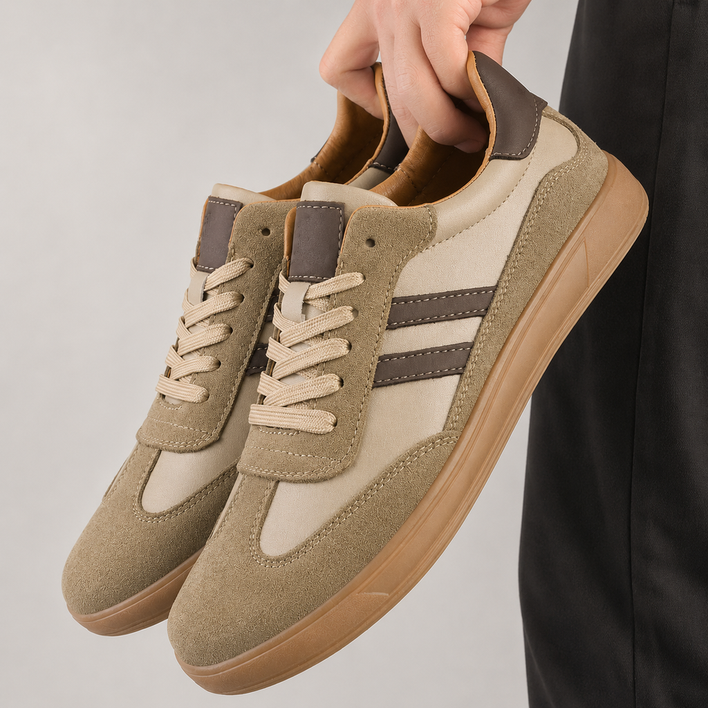 Lace Up Low Top Sneakers with Cushioned Footbed and Grip Sole for Everyday Wear
