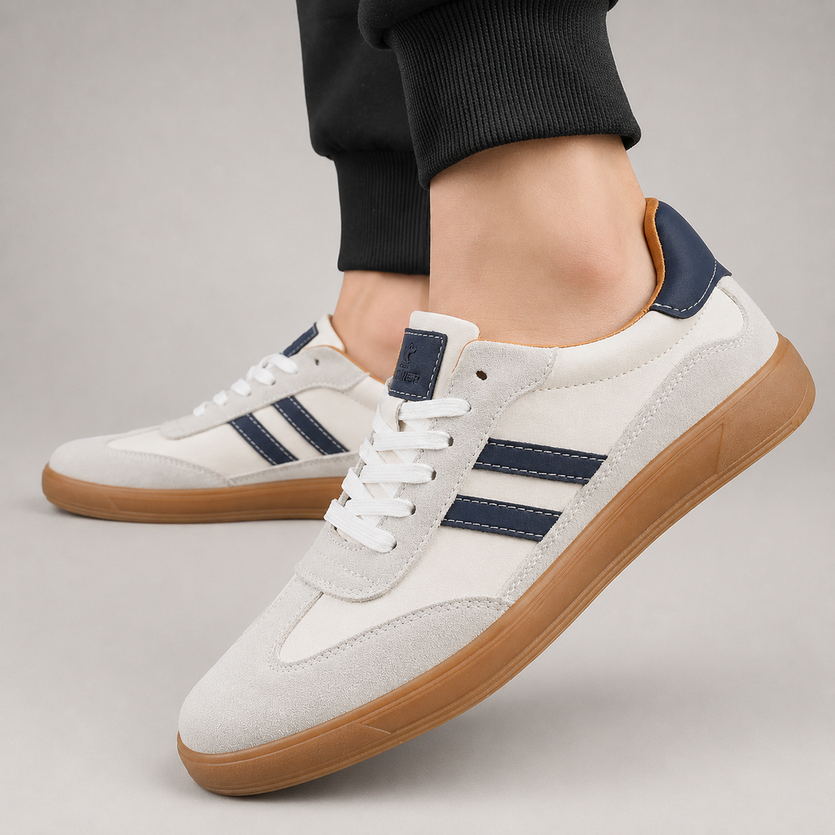 Lace Up Low Top Sneakers with Cushioned Footbed and Grip Sole for Everyday Wear