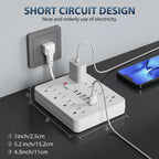 Multi-Port Power Strip with 14 Outlets and Surge Protection, Compact Desktop Design All Vera Mart