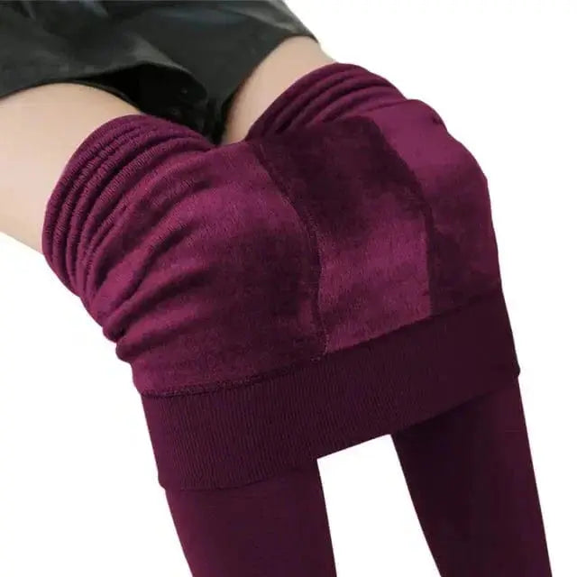 Insulated Fleece Leggings with High-Waist Support and Four-Way Stretch, Brushed Lining All Vera Mart