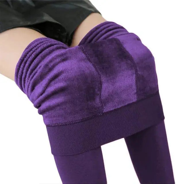 Insulated Fleece Leggings with High-Waist Support and Four-Way Stretch, Brushed Lining All Vera Mart