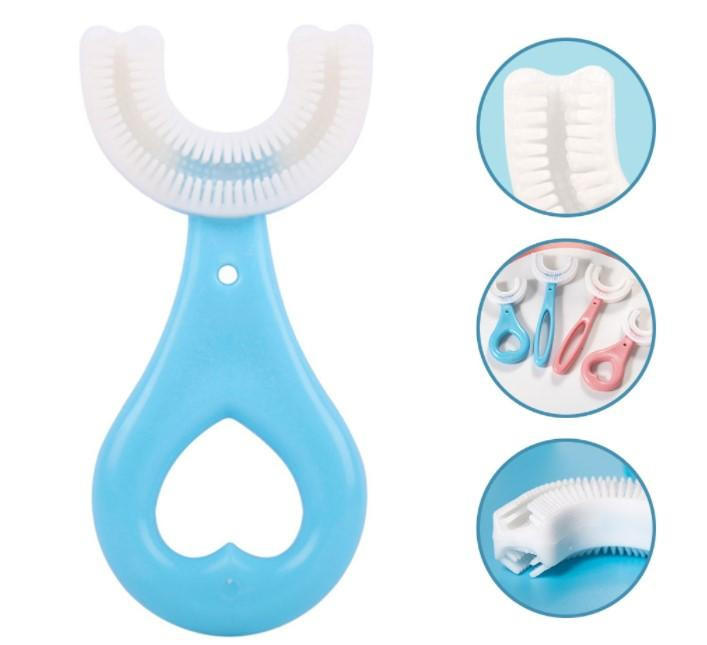 U Shaped Kids Toothbrush with Soft Silicone Bristles and 360 Degree Cleaning All Vera Mart