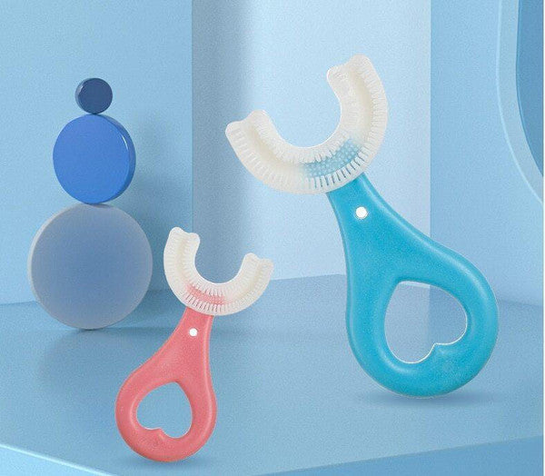 U Shaped Kids Toothbrush with Soft Silicone Bristles and 360 Degree Cleaning All Vera Mart