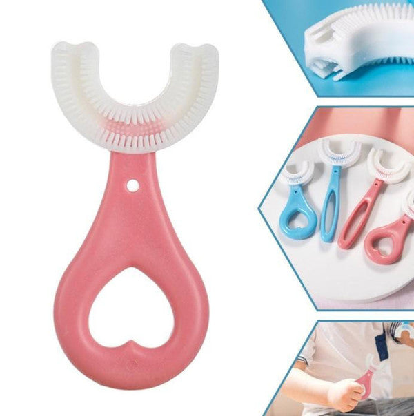 U Shaped Kids Toothbrush with Soft Silicone Bristles and 360 Degree Cleaning All Vera Mart