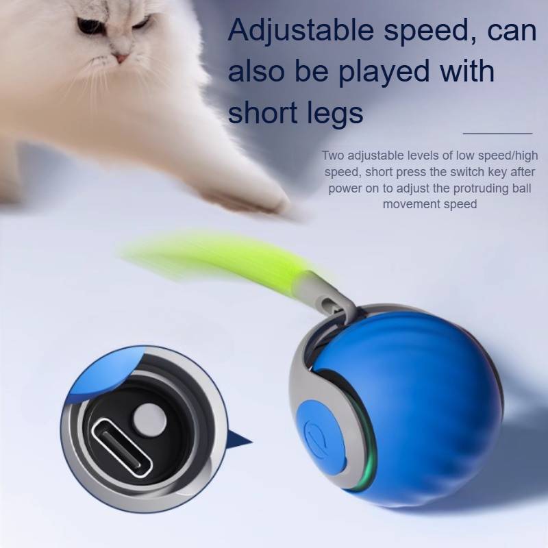 Smart Rolling Cat Ball with Sensor Activation and Feather Attachment, Dual Mode All Vera Mart