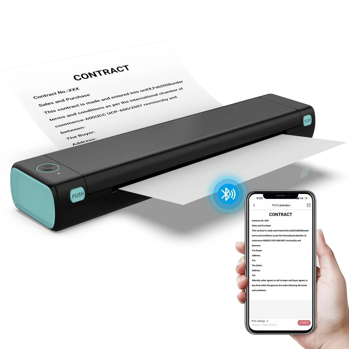 Portable Thermal Printer for Letter Size Pages with Wireless Device Connectivity All Vera Mart