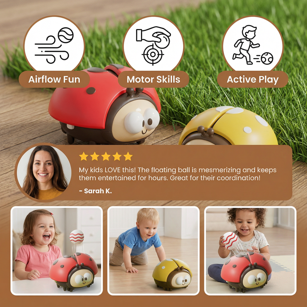 Balloon Floating Toy with Ladybug Design and Single Button Control All Vera Mart