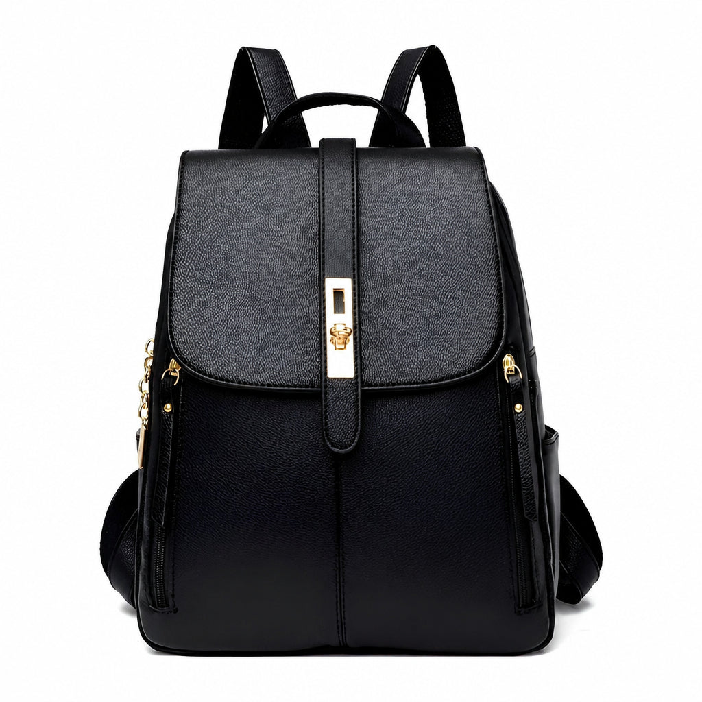 Stylish women's luxury PU leather backpack, perfect for everyday use & office, multi-compartment design.