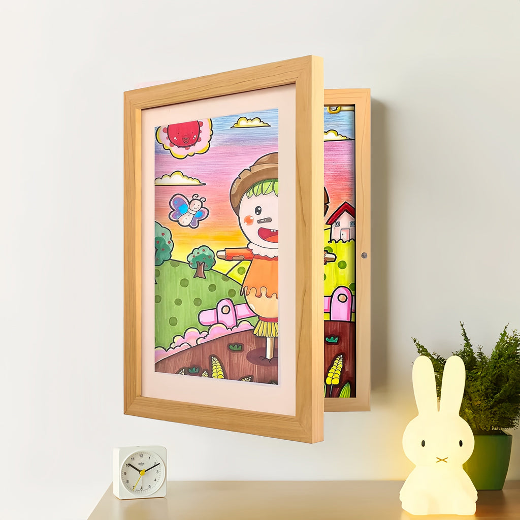 Artwork Display Frame with Magnetic Latch and 150-Sheet Storage Capacity All Vera Mart