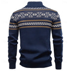 Zip Up Cardigan with Fair Isle Pattern and Stand Collar, Full Sleeves All Vera Mart