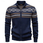 Zip Up Cardigan with Fair Isle Pattern and Stand Collar, Full Sleeves All Vera Mart