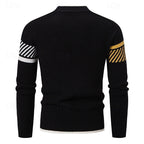 Crew Neck Sweater with Ribbed Knit and Colour Block Panels, Regular Fit All Vera Mart