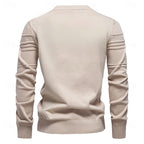Mens Textured Crewneck Sweater with Subtle Woven Lines and a Tailored Fit in Five Colors