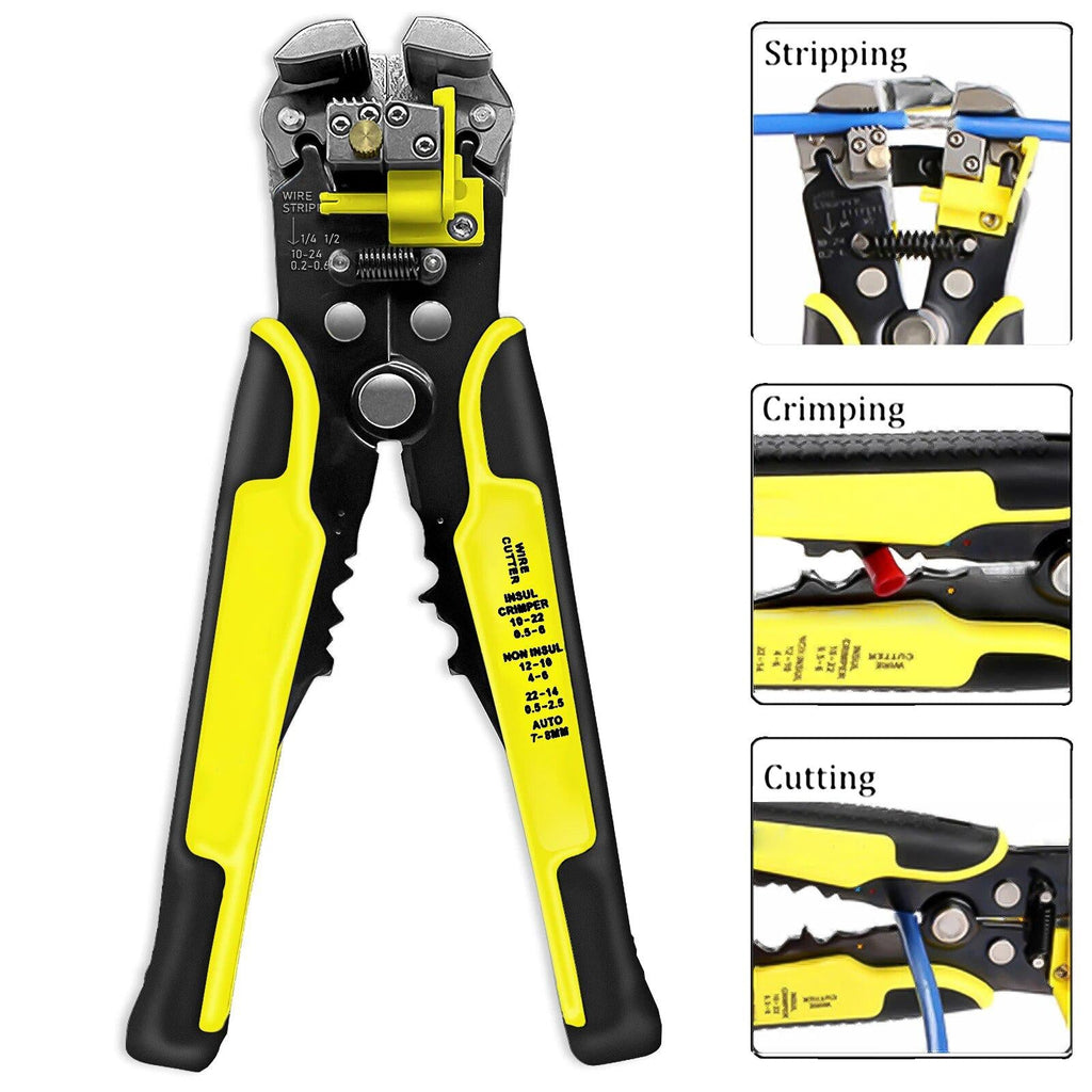 Self-Adjusting Wire Stripper with Cable Cutter and Terminal Crimper All Vera Mart
